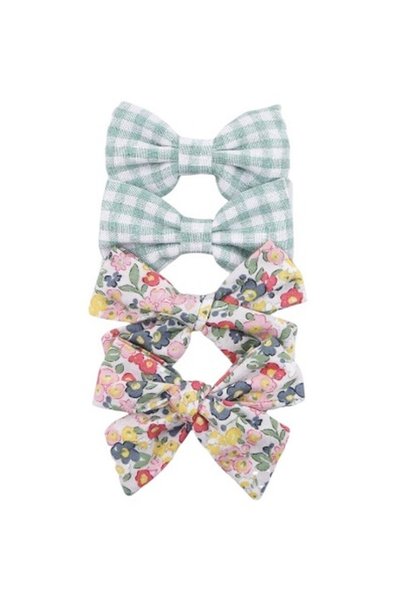 ddaniela Rana Ribbon Bow Clip Set For Babies and Girls - Green & Multicolor