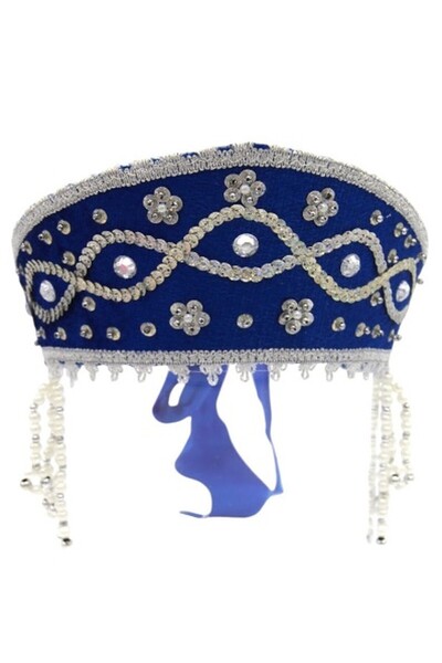 ddaniela Women's Traditional Headdress Kokoshnik - Blue with Silver braid