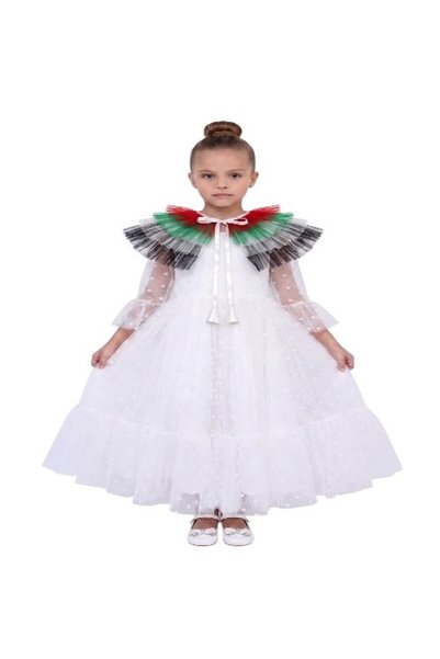 ddaniela 2-in-1 Girls UAE National Day Dotted Tulle Maxi Dress with Detachabl...