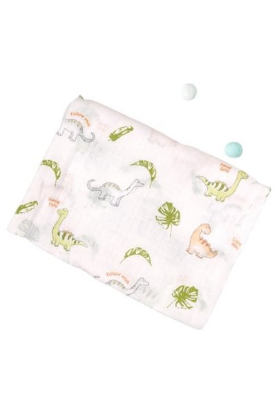 Bambimici Essentials Muslin Swaddle Blanket - Dinosaur