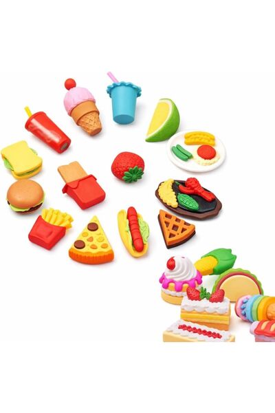 Sweet seven مجموعة ممحاة طعام ملونة، تتكون من 30 قطعة، مع تصميمات واقعية للكع...