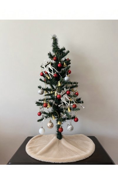 sevaradekor Plush Christmas Tree Skirt, 50 cm Mini Plush Christmas Tree Skirt...