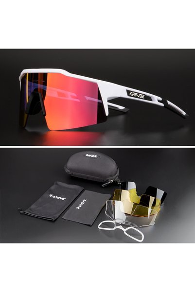 KAPVOE 4 lens 04 Polarized Cycling Sunglasses Outdoor Bicycle Glasses Men MTB...