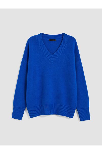 LC Waikiki LCW Vision Blue Knit Plain V-Neck Women's Sweater—The NEVAVM Diffe...