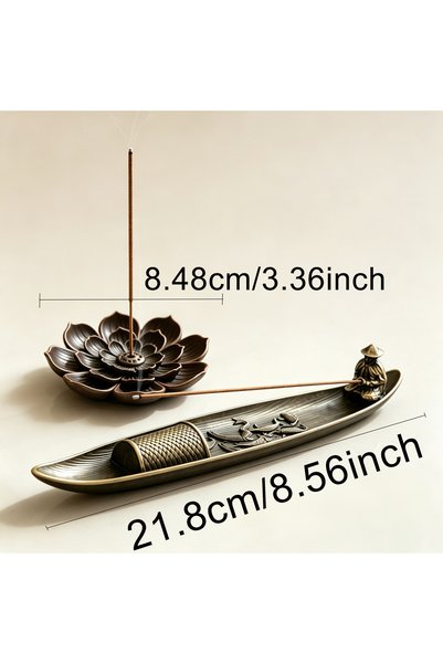 Choice 2 pieces Premium Alloy 2-Piece Incense Burner Set for Stick Cone And B...