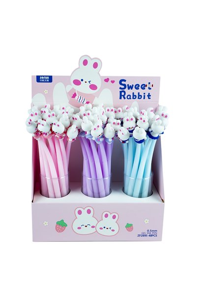 OEM Στυλό τζελ Bunny με εύκαμπτο σώμα, μπλε μελάνι, 0,5 mm, σετ 48 τεμαχίων