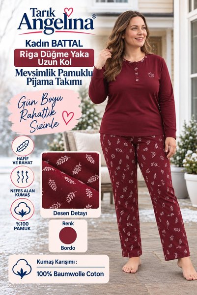 Tarık Homewear Tarık Angelina Γυναικείο Σετ Πιτζάμας Battal, Μέγεθος Riga, με...