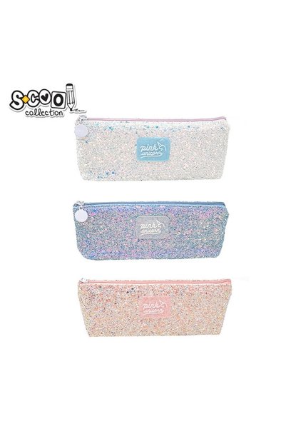 S COOL Несесер за моливи с брокат, 20x8x3.5 см - S-COOL