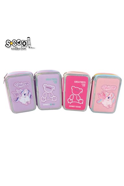 S COOL Pencil Case FANCY with Extension, 3 Zippers, 19.5x12x6.5 cm - S-COOL