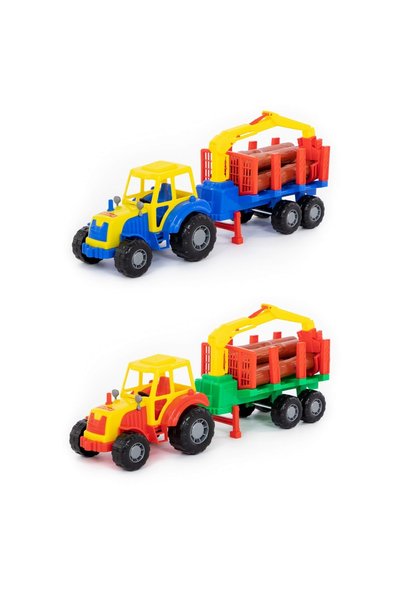 Polesie Tractor cu remorcă pentru bușteni și macara, 46.6x13.4x20 cm