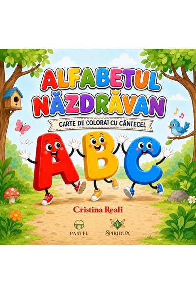 Pastel Alfabetul nazdravan. Carte de colorat cu cantecel - Cristina Reali