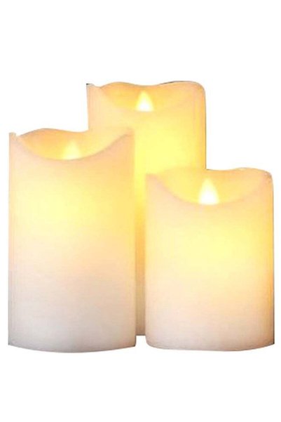 SiriusArt مجموعة شموع Sirius Sara الحصرية بدون لهب LED من 3 قطع، لون لوز، 10....