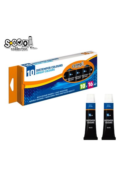 S COOL Vopsea temperă neagră, tuburi de 16 ml, set de 10 - S-COOL