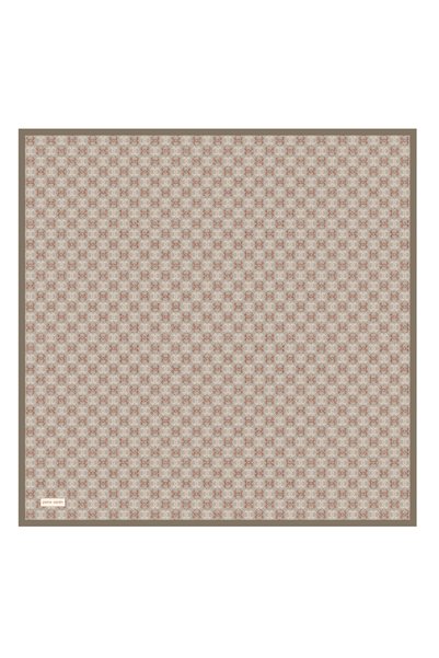 Pierre Cardin وشاح حريري بني مقاس 90×90