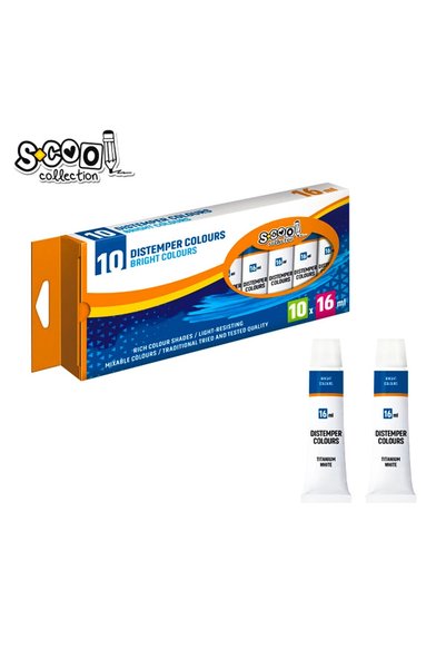 S COOL Tempera Paint Titanium White, 16 ml Tubes, Set of 10 - S-COOL