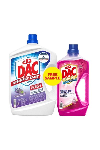 Dacfood مطهر داك مع حماية شاملة، برائحة اللافندر + منظف ومطهر برائحة الورد.