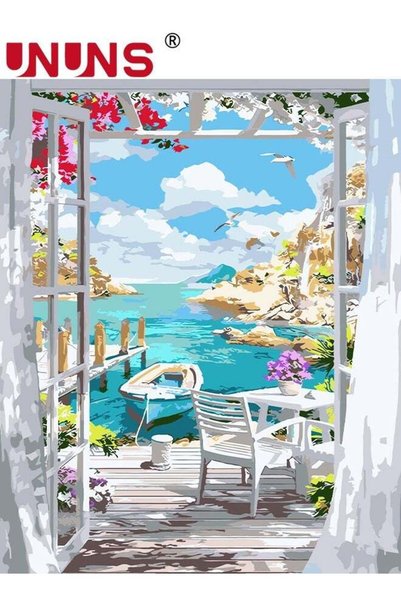 UNUNS Paint by Number For Adults,Beginner Canvas Landscape Beach,Painting by ...