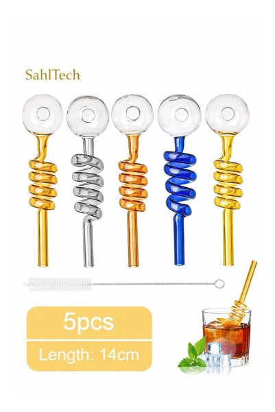 SahlTech 5 قطع من مصاصات الزجاج المقاومة للحرارة عالية الجودة، مصنوعة من مادة...