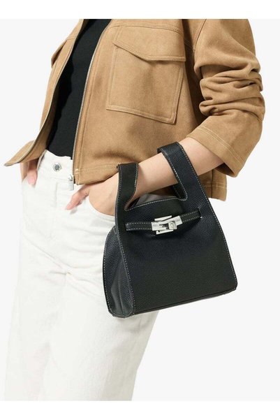 ELLA bucket bag with silver accent crossbody