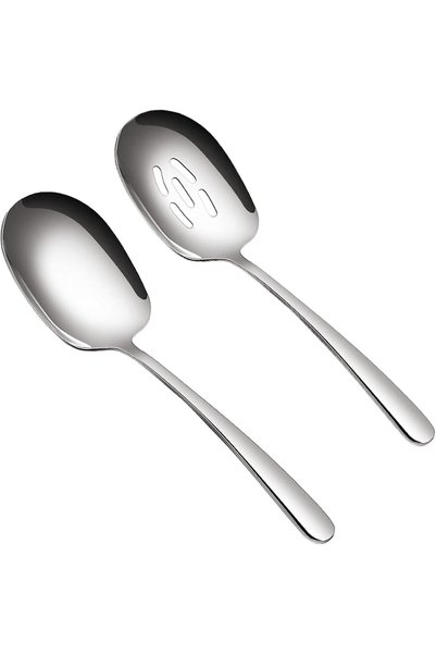 Yelajoy 2PCS Serving Spoon and Slotted Spoon Stainless Steel Long Handle