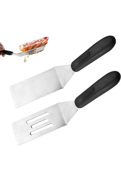 TERRIFI Stainless Steel Fish Spatula Set, 2 Pcs Metal Cooking Turners, Flexib...