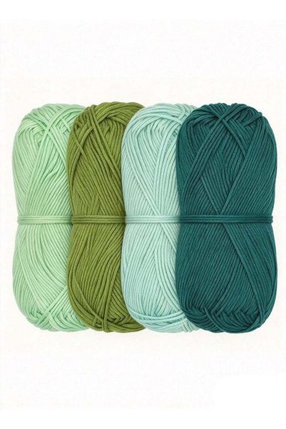 Lemon Bamboo Cotton Sport Yarn, 50g/Skein, Shades of Green, 4 Skeins