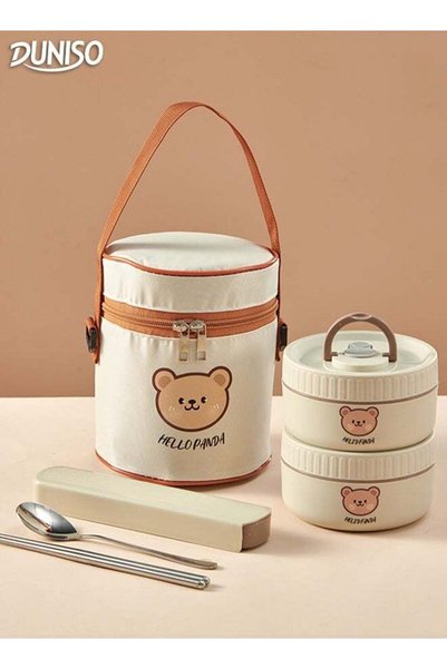 DUNISO 2 Pack Stainless Steel Insulated Lunch Box Leakproof Bento Box Set wit...