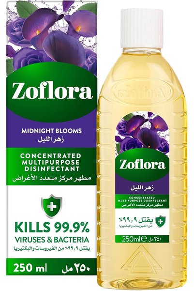 Zoflora مطهر مركز، عطر أزهار منتصف الليل 250 مل، منظف للأرضيات، منظف للمطبخ و...
