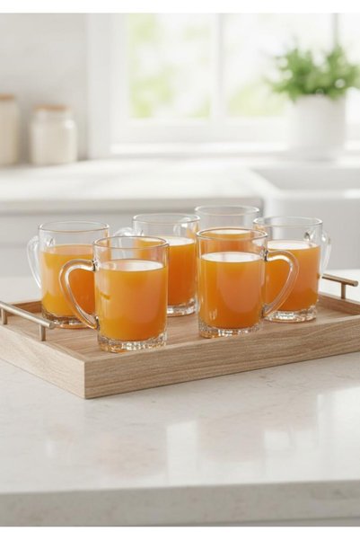 Generic Set of 6 clear glass tea & coffee cups with ksa logo, 90ml, Mugs with...