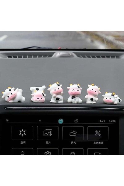 GIFT 6 Pcs Mini Cows Car Accessories, Cow Print Dashboard Decorations & Rear ...