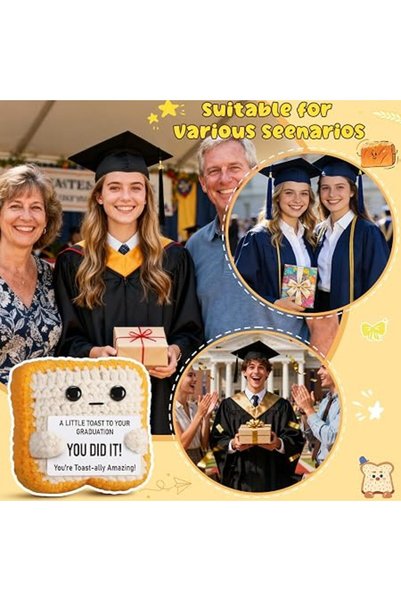 Arabest Graduation Gift Crochet Toast Plush Toy with You Did It Card, Funny G...