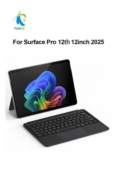 TUNKE غطاء لوحة مفاتيح لجهاز Surface Pro 12، لوحة مفاتيح بلوتوث بإضاءة خلفية ...