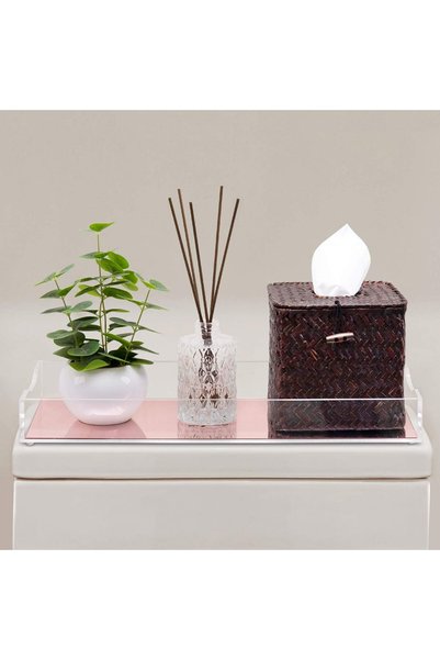 Slasa Modern Rose Gold Mirror Acrylic Toilet Tank Top Storage Tray Bathroom V...