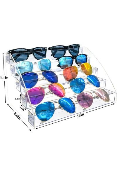 Slasa Acrylic Sunglasses Organizer Clear Eyeglasses Display Case Eyewear Stor...