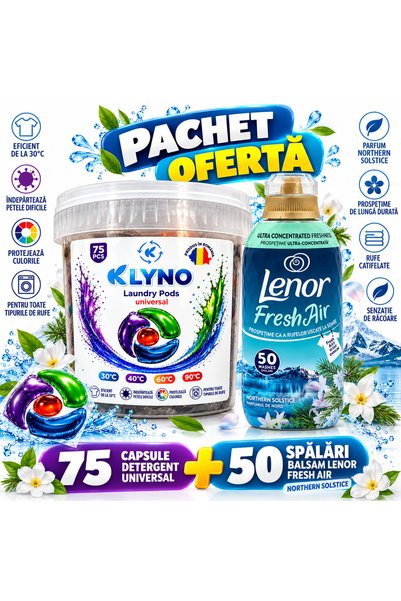 KLYNO Pachet Detergent Capusle +Lenor 50 spalari balsam 700ml