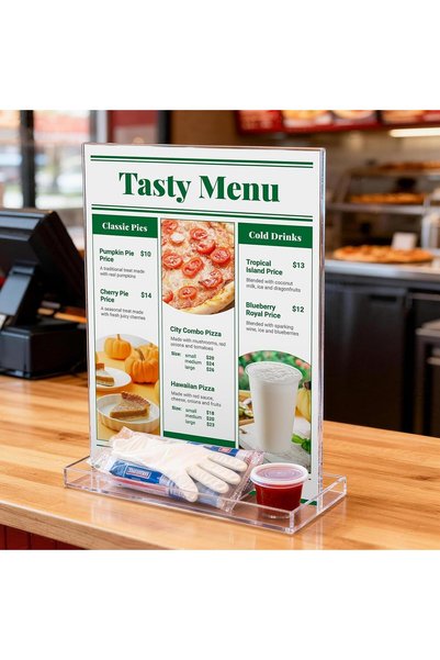 Slasa NutroLab 3 Pack Acrylic Sign Holder Storage Tray Double-Sided Vertical ...