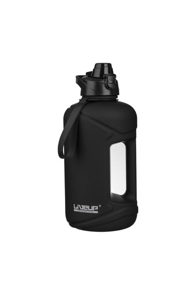 Liveup Sticlă Apă Sport din Plastic Negru cu Mâner și Gura de Scurgere - 2,2 L