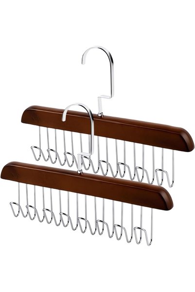 Idrese Belt Hanger for Closet 2 Pack Belt Hanger with 16 Hooks, Sturdy Wooden...