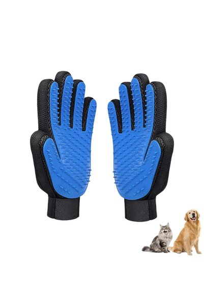 Generic Grooming - Gentle Deshedding Brush Glove Dogs Cats, 2 Pack (Blue Blac...
