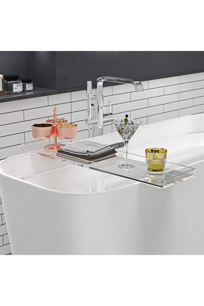 Slasa Durable Clear Acrylic Towel Tray Lucite Bathtub Caddy- Long 82cm