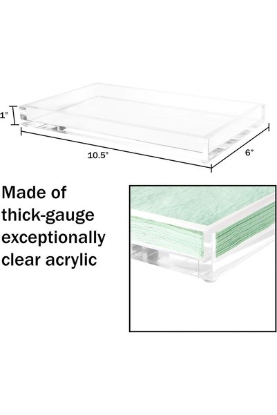 Slasa Acrylic Catchall Tray- Decorative Clear Rectangular Modern Minimalist V...