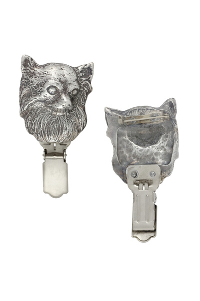Art - Dog Broșă cu clemă, suport pentru număr de expoziție, Chihuahua cu păr ...