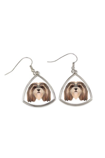 Art - Dog Cercei Art-Dog Lhasa Apso cu portret geometric de câine - Bijuterii...