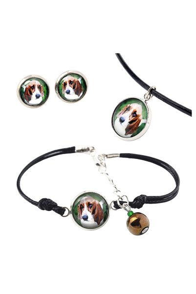 Art - Dog Set de colier, cercei și brățară Art-Dog Basset Hound cu fotografie...