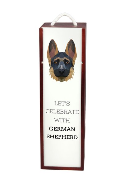 Art - Dog Cutie de vin din lemn Art-Dog cu cioban german și design geometric ...