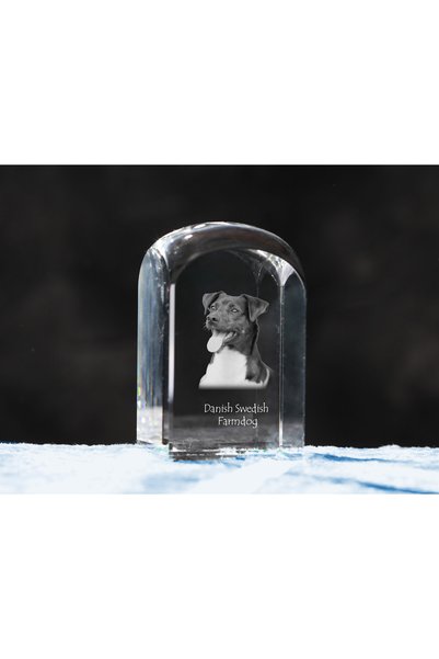 Art - Dog Prespapier de cristal Art-Dog, câine de fermă danez-suedez, cu grav...
