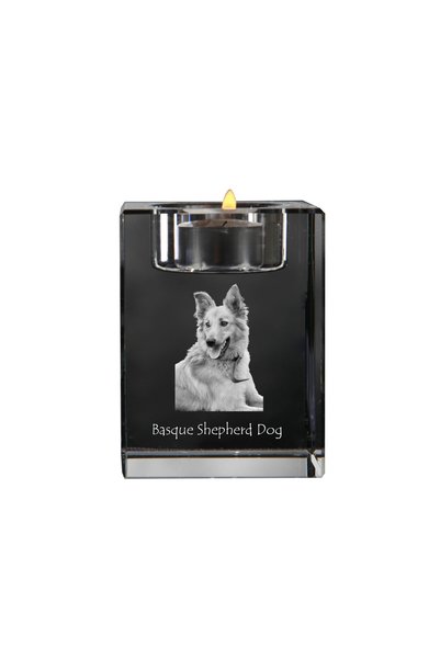 Art - Dog Art-Dog Suport de lumânări din cristal cu câine pasteur basc cu gra...