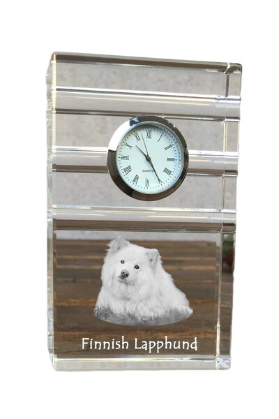 Art - Dog Ceas de cristal Art-Dog Lapphund finlandez, de masă, cu gravură de ...
