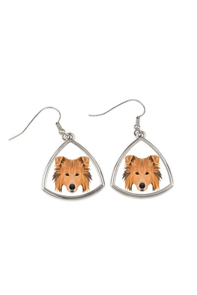 Art - Dog Cercei Art-Dog Rough Collie cu portret geometric de câine - Bijuter...