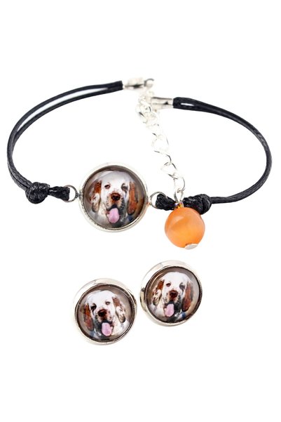 Art - Dog Set de brățară și cercei Art-Dog Clumber Spaniel cu fotografie de c...